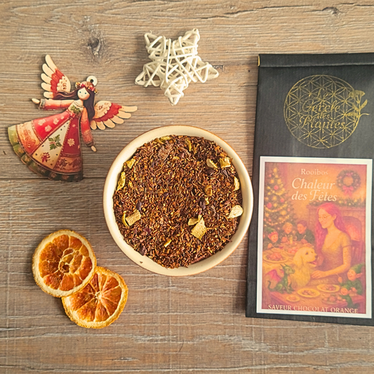 Chaleur des Fêtes – Rooibos au chocolat et à l’orange – velouté et réconfortant