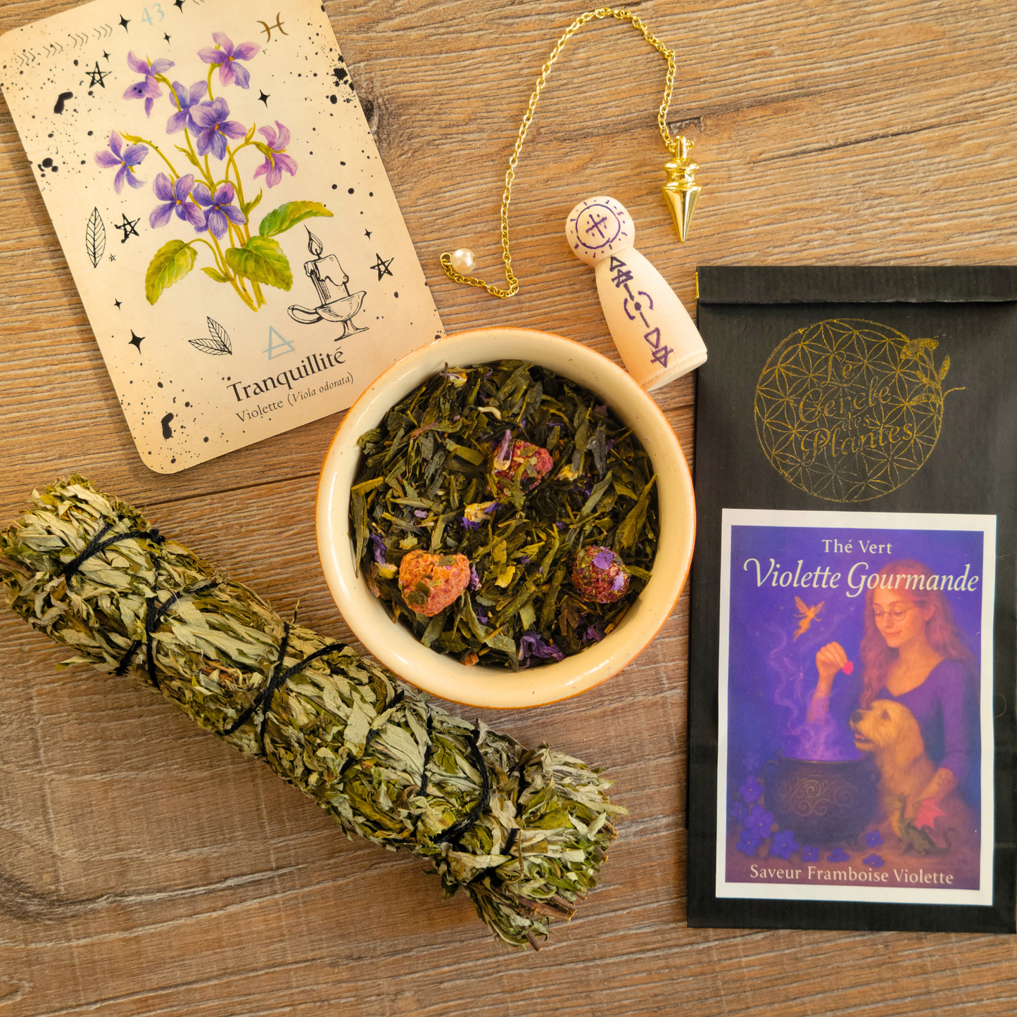 Violette Gourmande – Thé vert aromatisé à la framboise & violette – Fruité & floral