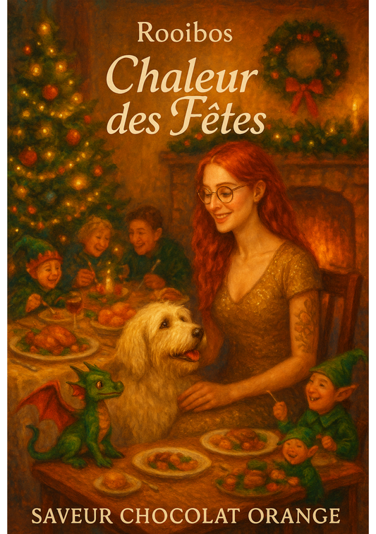 Chaleur des Fêtes – Rooibos au chocolat et à l’orange – velouté et réconfortant